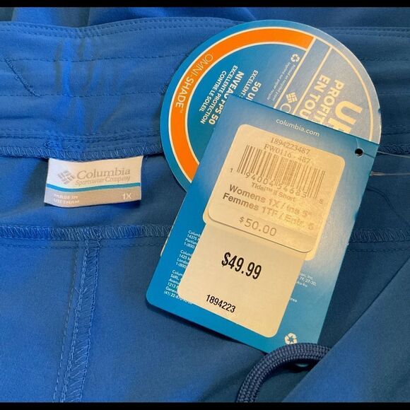COLUMBIA WOMEN'S 1X Tidal II Short Color: Vivid Blue - Picture 6 of 7